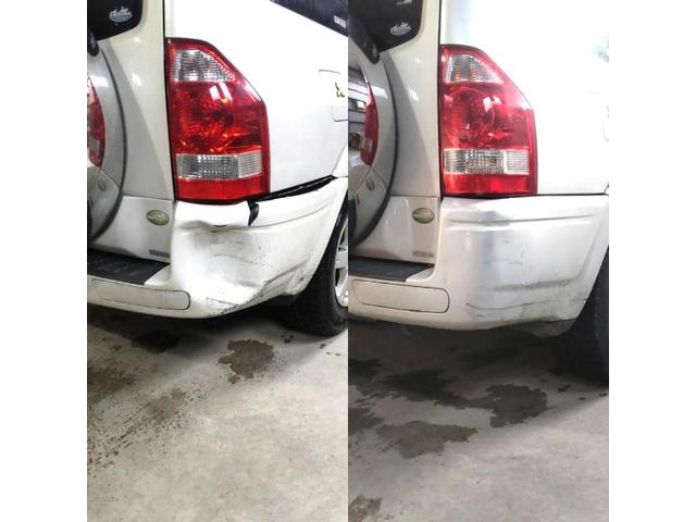 三菱 パジェロのリアバンパーのデントリペア