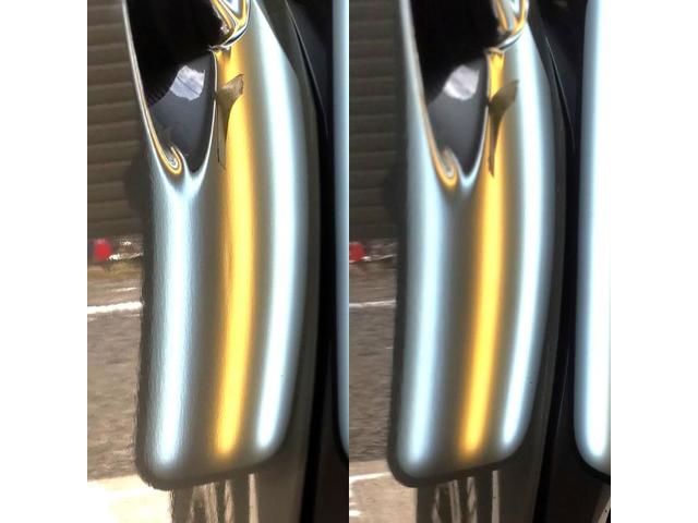 三菱 デリカD5のフロントドアのえくぼのへこみのデントリペア