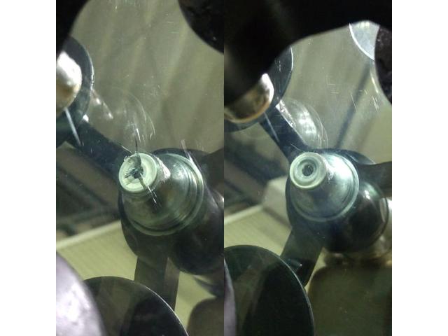 日産 セレナのフロントガラスに飛び石が当たって割れたヒビのウィンドリペア