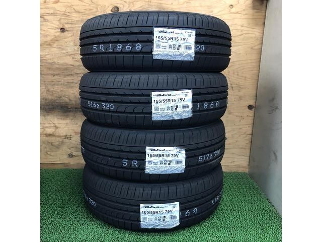 茨城持ち込み交換歓迎店 15インチ　ホンダ　N-BOX　 持ち込みタイヤ交換 ヨコハマ　ブルーアースRV-02 CK　165/55R15 茨城県石岡市 車好オート 石岡市タイヤ交換