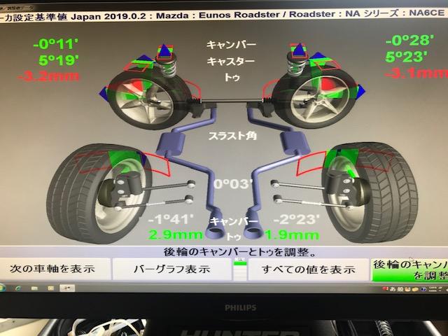 マツダ NA6CE ロードスター 車高調整 四輪アラメント調整 マツダ NA6CE ロードスター 車高調整 四輪アラメント調整