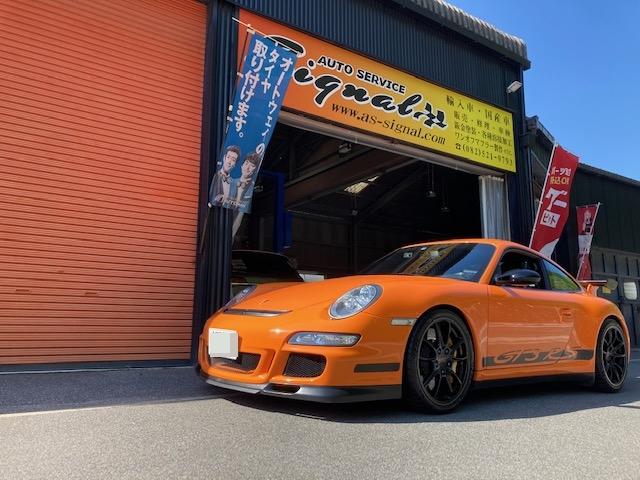 ポルシェ９１１　９９７　ＧＴ３ＲＳ　４輪アライメント調整　タイヤ交換【広島市　安佐北区　安佐南区　西区　東区　南区　中区　安芸区　佐伯区　安芸高田　東広島　西条　呉　三原　福山　岡山　山口　島根　周南　岩国　輸入車整備　アライメント安い】　