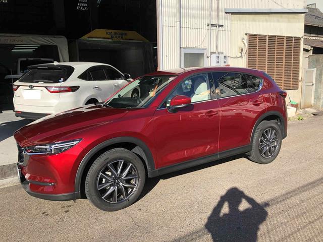 マツダ　ＣＸ－５　ドア板金塗装　４６Ｖ　カラークリア　ソウルレッドクリスタルメタリック　特殊塗装　キャンディペイント