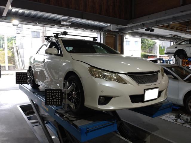 【岡崎市】TOYOTA トヨタ マークX リアショック交換 アライメント調整 豊田市 西尾市 幸田町 安城市 蒲郡市 三河エリア (株)ＯＷＬ（kkr auto works）