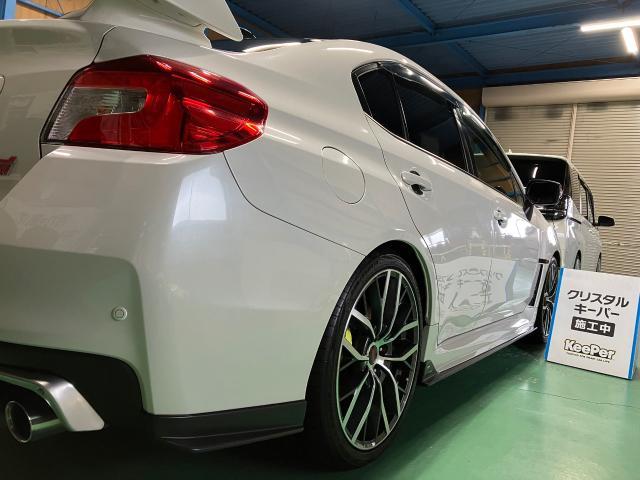 スバル　ＷＲＸ ＳＴＩ　クリスタルキーパー 無塗装樹脂パーツキーパー 窓ガラス全面コーティング 施工　【キーパープロショップ　キーパーラボ　キーパーコーティング　宇都宮　他の地域からのお客様も大歓迎！】