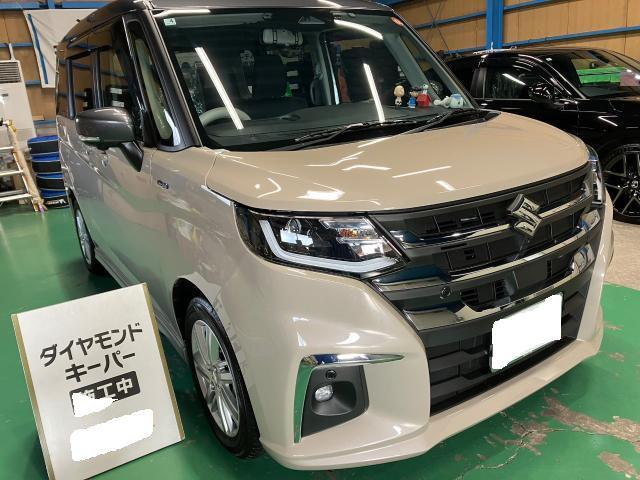 スズキ　ソリオ　新車　ダイヤモンドキーパー　レンズコーティング　無塗装樹脂パーツキーパー　施工　【キーパープロショップ　キーパーラボ　キーパーコーティング　宇都宮　他の地域からのお客様も大歓迎！】