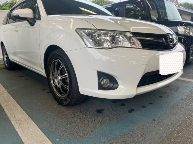 トヨタ　カローラフィールダー　バンパー・リヤドアとクォーター（タイヤ横）　キズ・へこみ直し