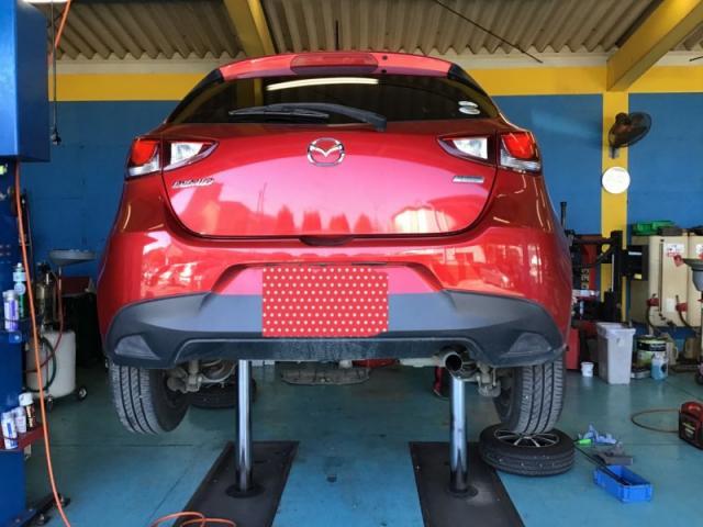 マツダ　デミオ　1日車検　継続車検実施　深谷市　メンテナンス・日常点検