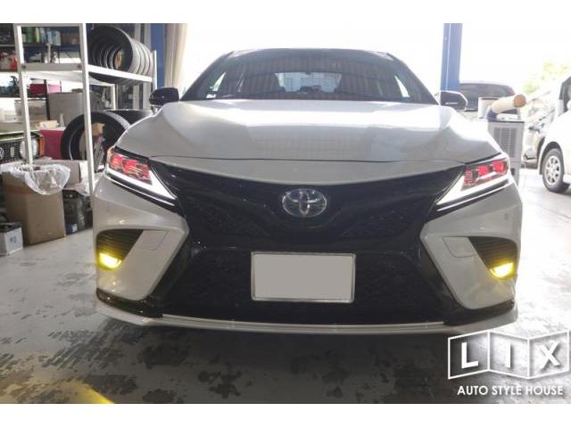 カムリのフォグランプ交換にレクサスNXのボンネットデッドニング！【福山市　タイヤ・ナビ・ドライブレコーダー等のパーツ持込取付　コーディング作業　調音施工　大歓迎受付中！！愛車の事なら国産車から輸入車までリクロスへ！】