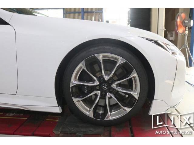 レクサスLCの車高調とオプションブレーキキャリパー交換とT/W交換でさらにWIDE＆LOW！！！【福山市　タイヤ・ナビ・ドライブレコーダー等のパーツ持込取付　コーディング作業　調音施工　大歓迎受付中！！愛車の事なら国産車から輸入車までリクロ