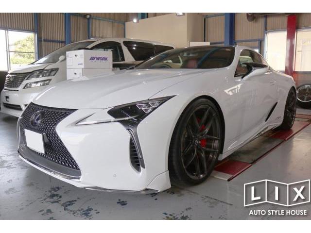レクサスLCの車高調とオプションブレーキキャリパー交換とT/W交換でさらにWIDE＆LOW！！！【福山市　タイヤ・ナビ・ドライブレコーダー等のパーツ持込取付　コーディング作業　調音施工　大歓迎受付中！！愛車の事なら国産車から輸入車までリクロ