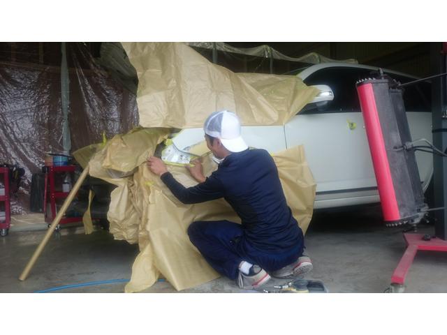 トヨタ　ヴァンガード　左フロント廻り事故修理　鈑金　塗装　キズへこみ直し　保険修理もお任せ下さい！八女市・筑後市・久留米市・みやま市・柳川市・大川市・広川町・大牟田市・うきは市・山鹿市、他地域のお客様も大歓迎です！