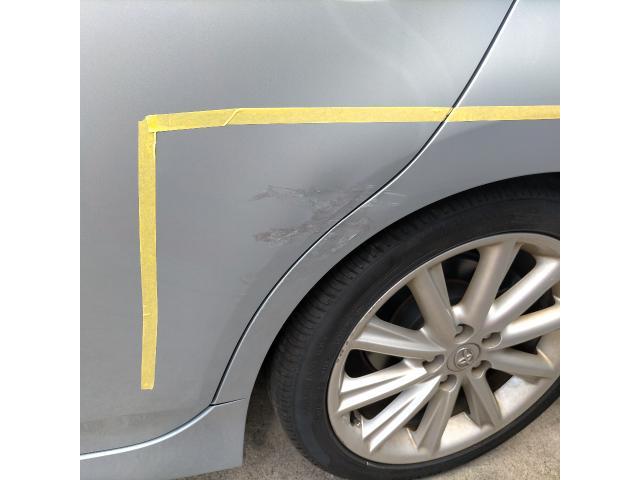 トヨタ SAI サイ 左リアドア クオーター鈑金塗装を実施しました。