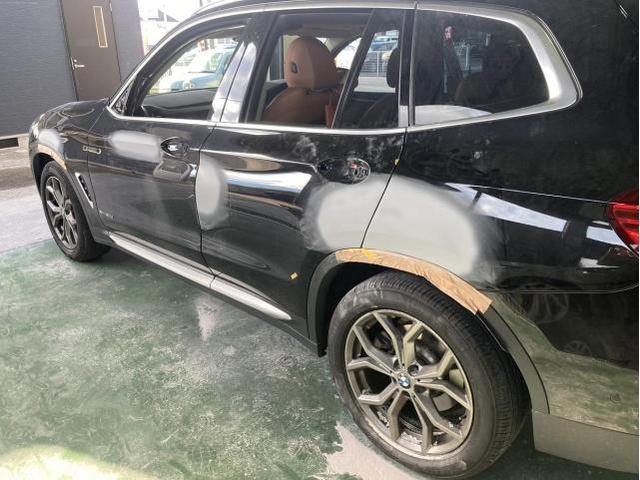 BMW X3 左側面　鈑金塗装　滋賀　守山