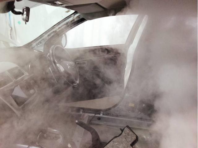 MITSUBISHI 三菱ＲＶＲ DBA-GA3W カーエアコンクリーニング 水没してカビの匂いがする 福岡 久留米 熊本 車内クリーニングでの保険対応します