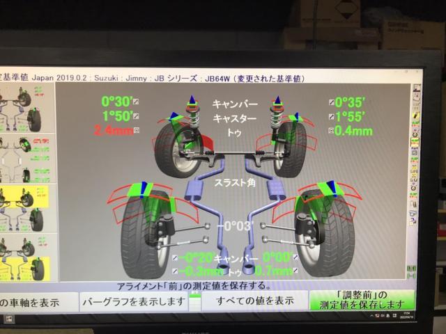 スズキ　ジムニー　四輪アライメント　三重県　伊賀市　名張市　鈑金塗装　車検整備　マイカーリース　スーパー乗るだけセット