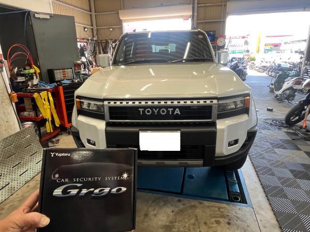 トヨタ ランドクルーザー250にユピテル Grgoセキュリティー  亀山市カーセキュリティー ランクル250 ゴルゴセキュリティー  亀山市タイヤ交換