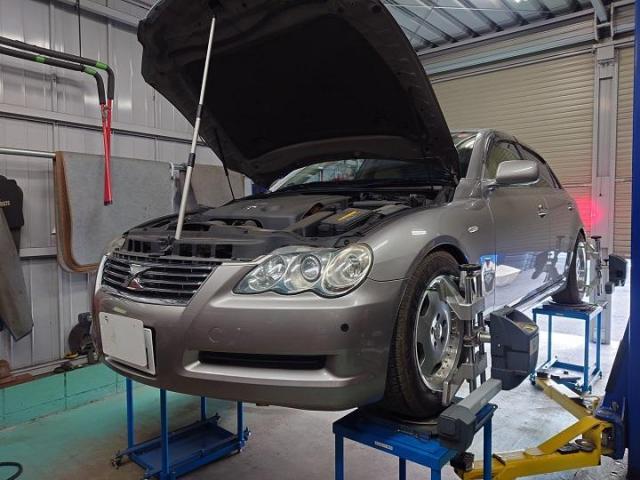 トヨタ　１２０系　マークＸ　ダウンサス　持ち込み　取り付け　アライメント調整　施工　　　　　　持込パーツ　車検　整備　柏市　流山市　野田市　松戸市　我孫子市　取手市　守谷市　三郷市　吉川市　他地域　大歓迎です！！