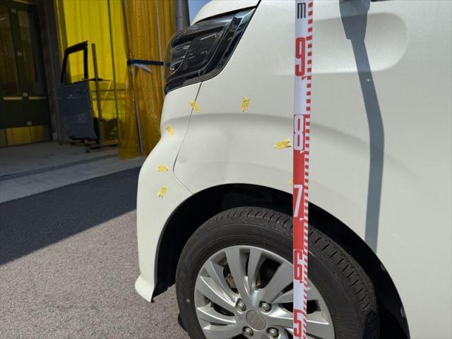 【左フロント修理①】　スペーシアカスタム　保険修理　フロントバンパー　フロントフェンダー　キズ修理　へこみ修理　板金　塗装　水性塗料　オリーブカーズ　三重県　四日市市