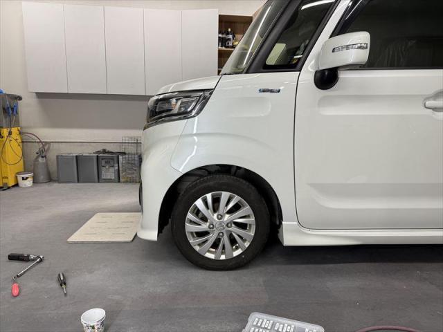 【左フロント修理③】　スペーシアカスタム　保険修理　フロントバンパー　フロントフェンダー　キズ修理　へこみ修理　板金　塗装　水性塗料　オリーブカーズ　三重県　四日市市