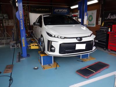 車高調取り付け、ホイールアライメント調整