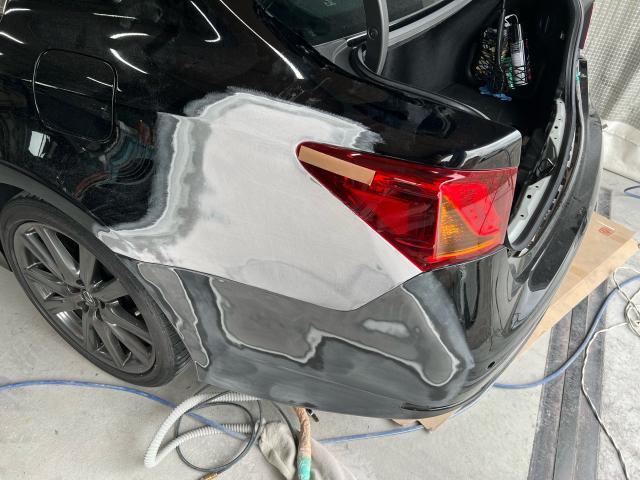レクサス　GS450h 左クオーター　リヤバンパー　修理　松伏町