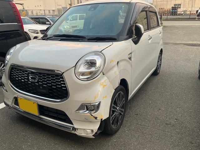 ダイハツ　キャスト　左フロント事故修理　事故車修理　福岡県 糟屋郡 須恵町 板金塗装 安い 上手い 貴方へお勧め 口コミ 評判 良いお店