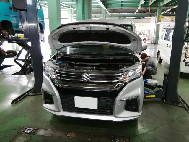 スズキ　ソリオ　法定12か月点検　青梅市・瑞穂町・羽村市・あきる野市周辺の車検・整備・修理・ナビ取付・タイヤ取付など、お車の事ならお気軽にご相談下さい！！