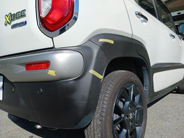 スズキ　クロスビー　カラー　ZVR　ピュアホワイトパール　リアバンパーガニッシュ修理　リアバンパー・リアアーチモール交換　作業期間　2日　熊本市中央区　東区　西区　北区　植木町　南区　菊陽町　合志市　大津町　他地域のお客様も大歓迎です!!