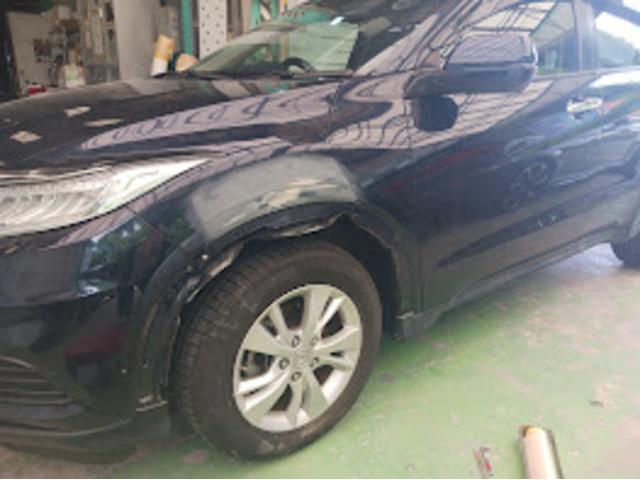 ホンダ　ヴェゼル　カラー　B610M　ミッドナイトブルービームメタリック 　左フロントフェンダー修理　作業期間　3日　熊本市中央区　東区　西区　北区　植木町　南区　菊陽町　合志市　大津町　他地域のお客様も大歓迎です!!