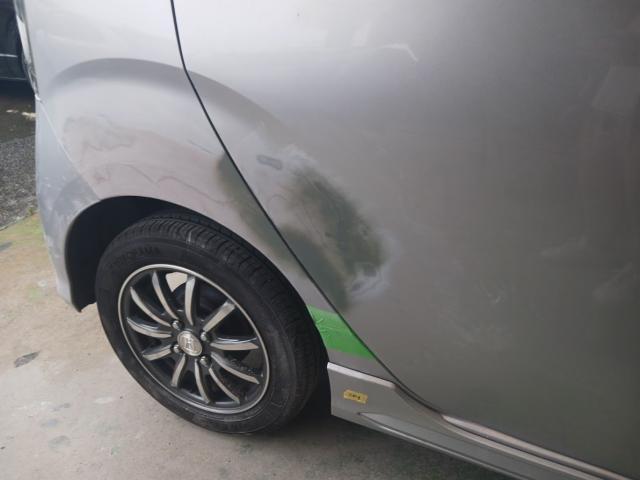 ホンダ　N-WGN　カラー　NH851M　カトラリーシルバーM　右リアドア修理・右クォーター修理・右リアバンパー修理　作業期間　3日　熊本市中央区　東区　西区　北区　植木町　南区　菊陽町　合志市　大津町　他地域のお客様も大歓迎です!!