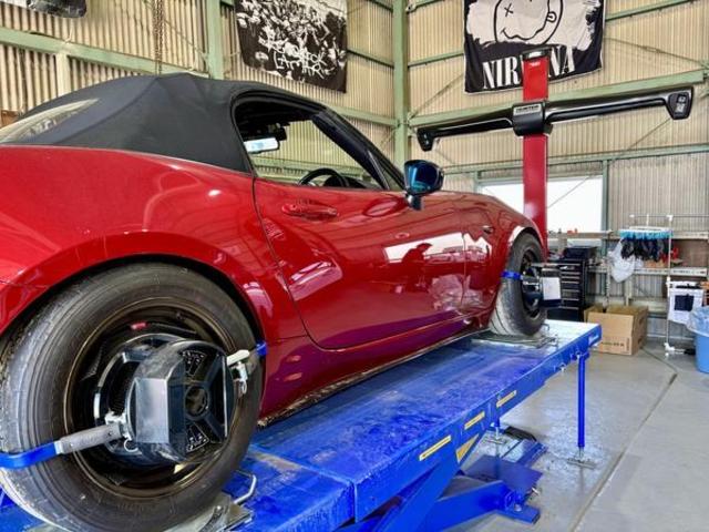 マツダ　ロードスター　アライメント調整　4輪アライメント調整　安い　岐阜市　大垣市　羽島市　各務原市　瑞穂市　本巣市　美濃加茂市　多治見市　北方町　関市　岐南町　一宮市　愛西市　名古屋市　滋賀県