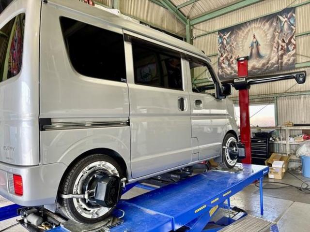 スズキ エブリイ サスペンション・足回りパーツ取付 4輪アライメント調整 4輪アライメント測定 安い 岐阜市 大垣市 羽島市 各務原市 瑞穂市 本巣市 美濃加茂市 多治見市 北方町 関市 岐南町 一宮市 愛西市 名古屋市 滋賀県