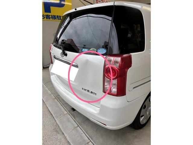 トヨタ　ラウム　キズ・へこみ直し　バックドア　へこみ　リアバンパー　変形　京都市山科区