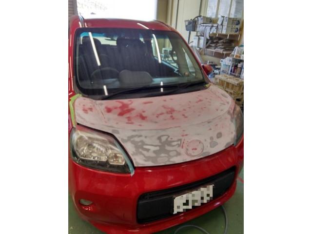 トヨタ　ポルテ　ボンネット　クリア剥がれ　経年劣化キズ・へこみ直し　豊橋市塗装修理