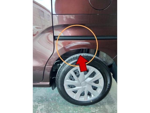 ホンダ N-BOX 後ろタイヤの上 クォーターキズ・へこみ直し カーコンビニ倶楽部 浜松市