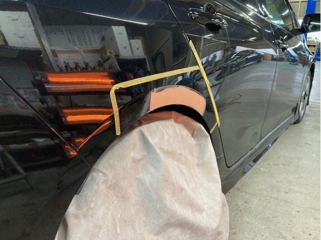 トヨタ プリウス 右後ろタイヤ上キズ・へこみ直し クォーター修理 那須塩原市 鈑金塗装