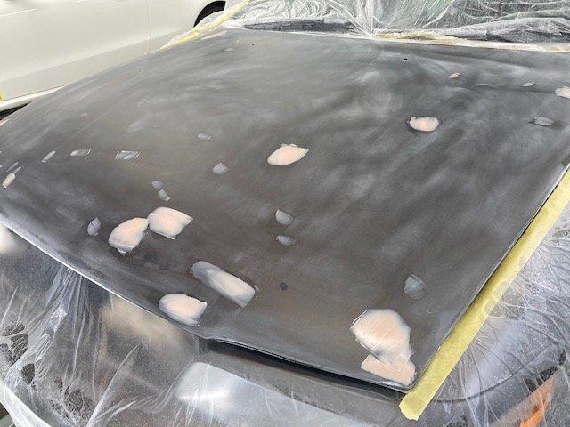 トヨタ カローラツーリングワゴン ボンネット クリア塗装はがれキズ・へこみ直し 那須塩原市 塗装