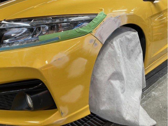 ホンダ CR-Z フロントバンパーとフェンダー(前タイヤ上) キズ・へこみ直し 那須塩原 板金塗装