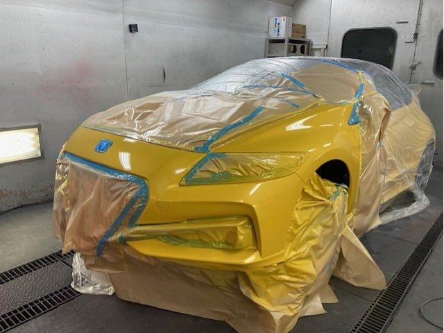 ホンダ CR-Z フロントバンパーとフェンダー(前タイヤ上) キズ・へこみ直し 那須塩原 板金塗装