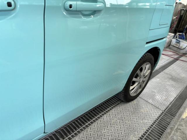 スズキ　スペーシア　スライドドア・クォーター（Rタイヤ横）へこみサビキズ・へこみ直し　板金塗装