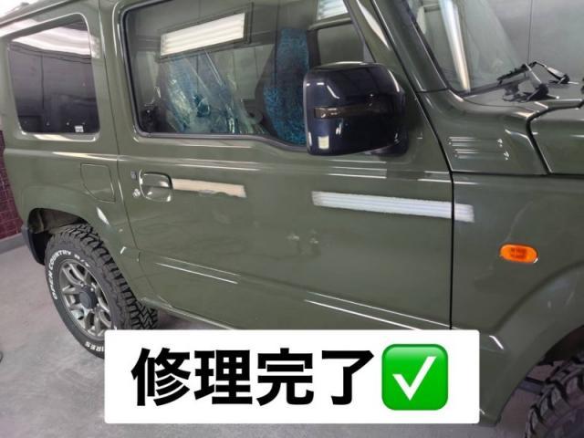 スズキ　ジムニー　運転席のドア　キズ・へこみ直し　多治見市　板金塗装