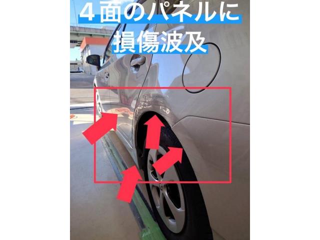 トヨタ　プリウス　左後ドア、クォーター、バンパー、ロッカパネルキズ・へこみ直し　多治見市