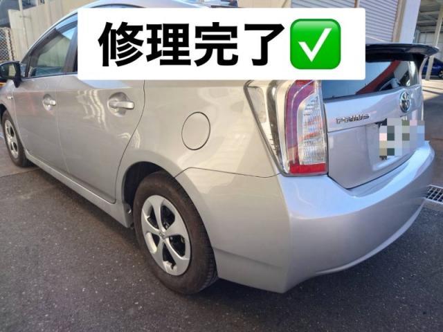 トヨタ　プリウス　左後ドア、クォーター、バンパー、ロッカパネルキズ・へこみ直し　多治見市
