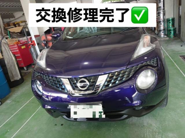 日産　ジューク　フロントバンパー交換　キズ・へこみ直し　多治見市カーコンビニ倶楽部