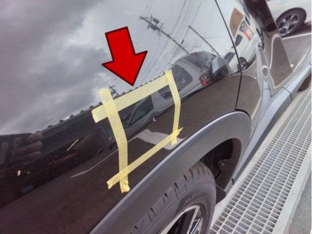 トヨタ　Ｃ－ＨＲ　後ろタイヤの上（クォーター）キズ・へこみ直し　浜松市　カーコンビニ倶楽部