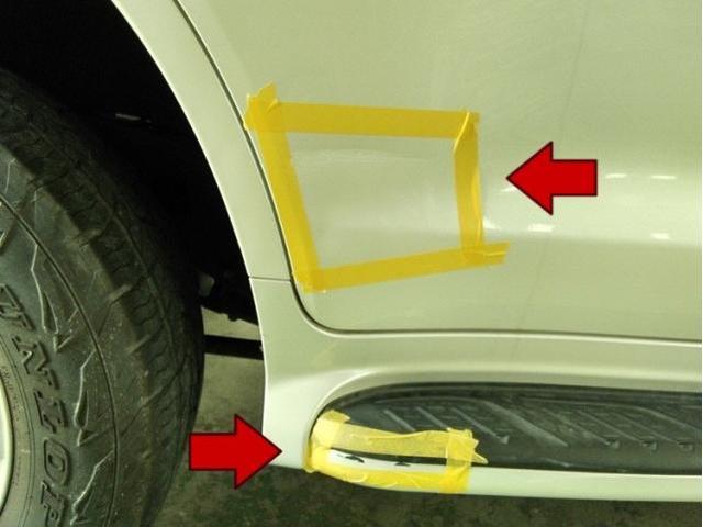 トヨタ ランドクルーザー 右リヤドア・右サイドステップ(ドアの下)キズ・へこみ直し 浜松市 カーコンビニ倶楽部