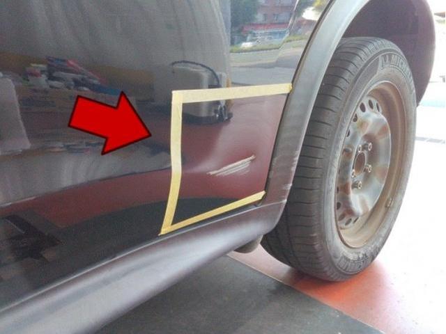 日産 ジューク 左後ろドアキズ・へこみ直し 豊橋市 カーコンビニ倶楽部