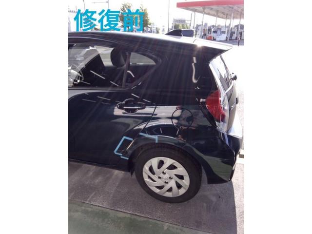 トヨタ　アクア　リヤドアとその横（クォーター）キズ・へこみ直し　豊橋市カーコンビニ倶楽部