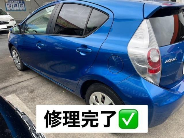トヨタ　アクア　左リヤドア、サイドステップキズ・へこみ直し